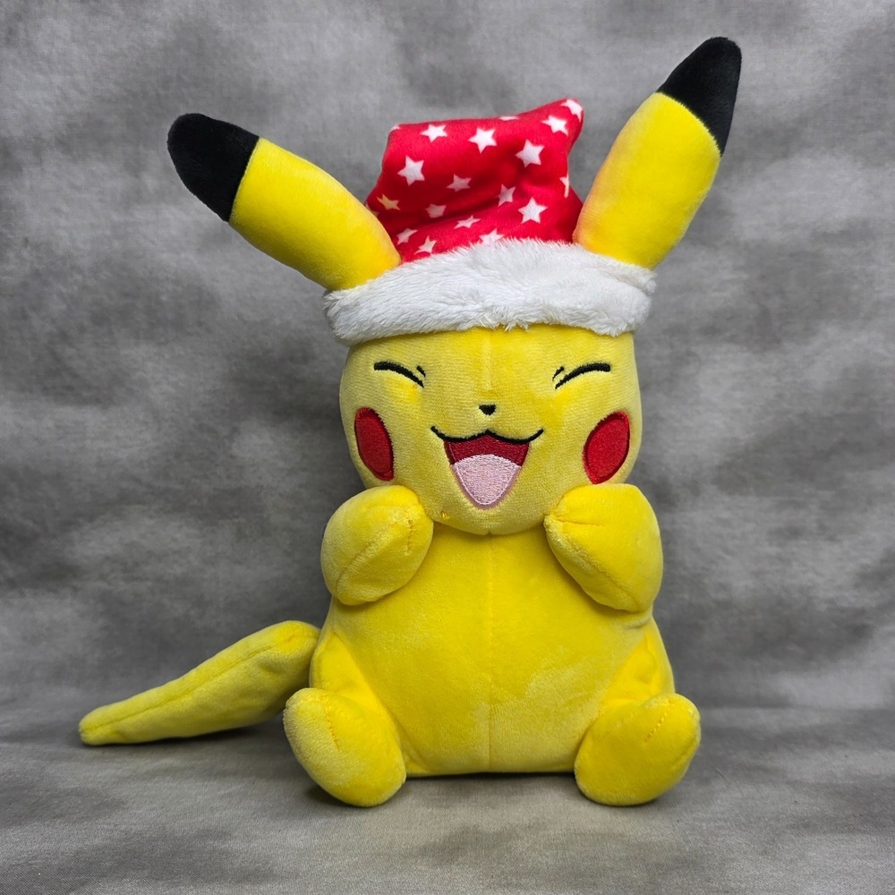 Pokemon Pikachu Jazwares 8" Plush w/Santa Hat Holiday Christmas‎ Toy 2021